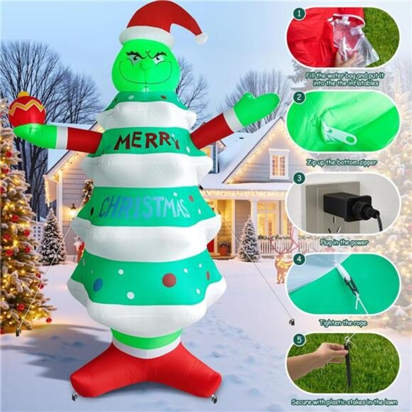 8FT Christmas Inflatable with LED Lights, Funny Christmas Outdoor Decorations - Picture 7 of 8
